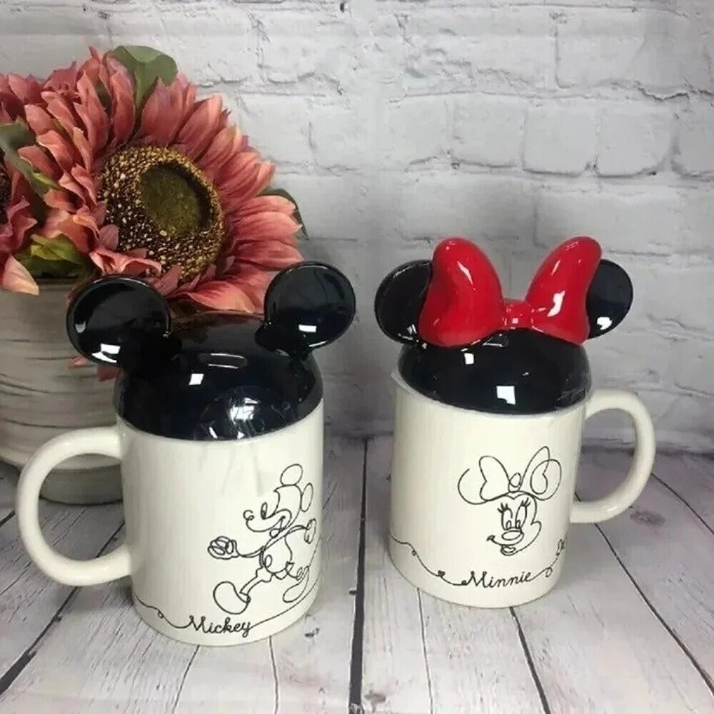 NWT Disney Mickey and Minnie Mouse mugs with ear toppers fandom kidcore
